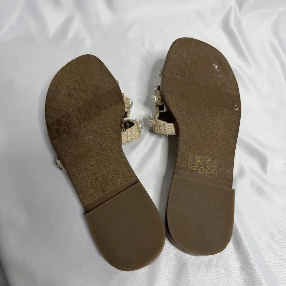 SAM EDELMAN Faux Pearl Embelished Boho Sandals Womens Size 7 - Picture 4 of 5